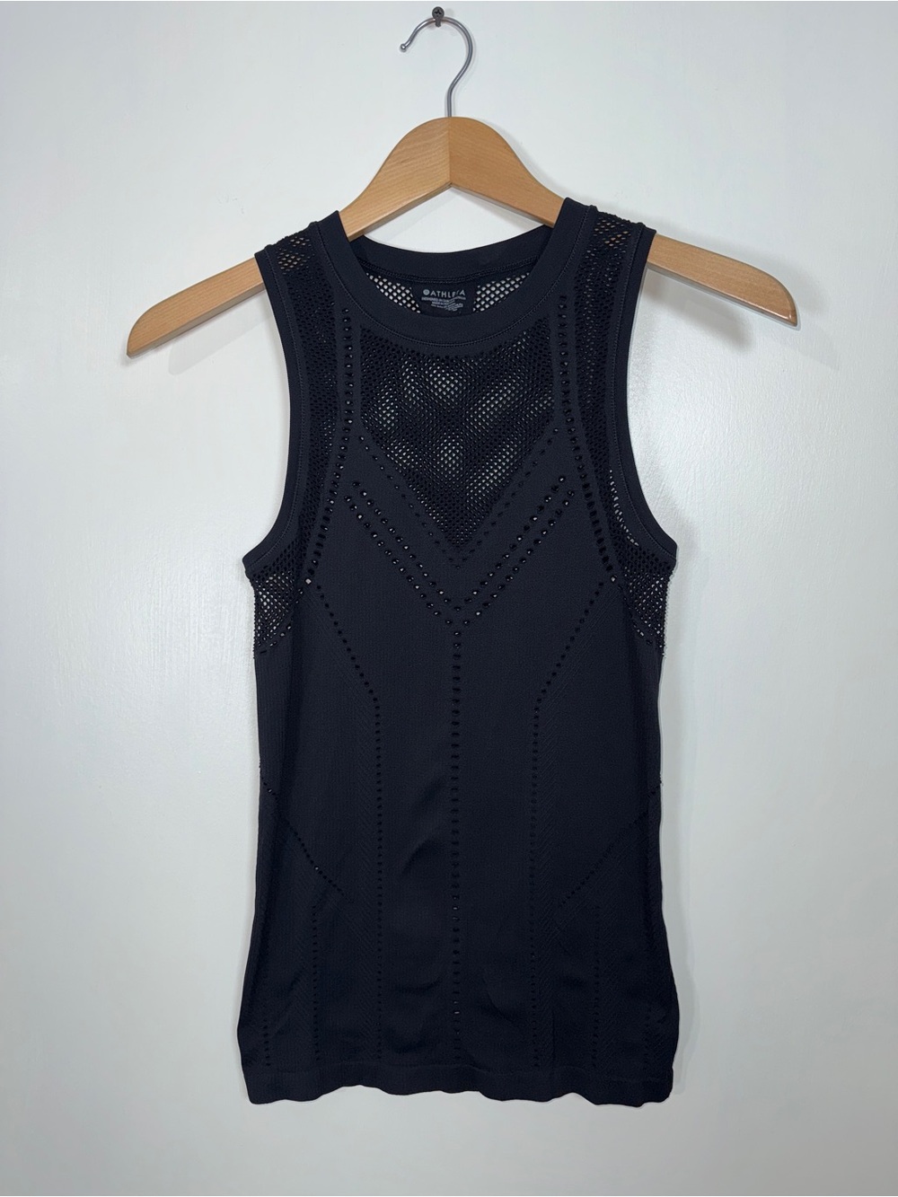 WAT66 {Athleta} "Oxygen" Black Perforated Seamless High Neck Tank Top